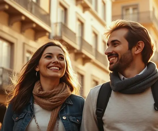 happy couple enjoying their newlife Madrid